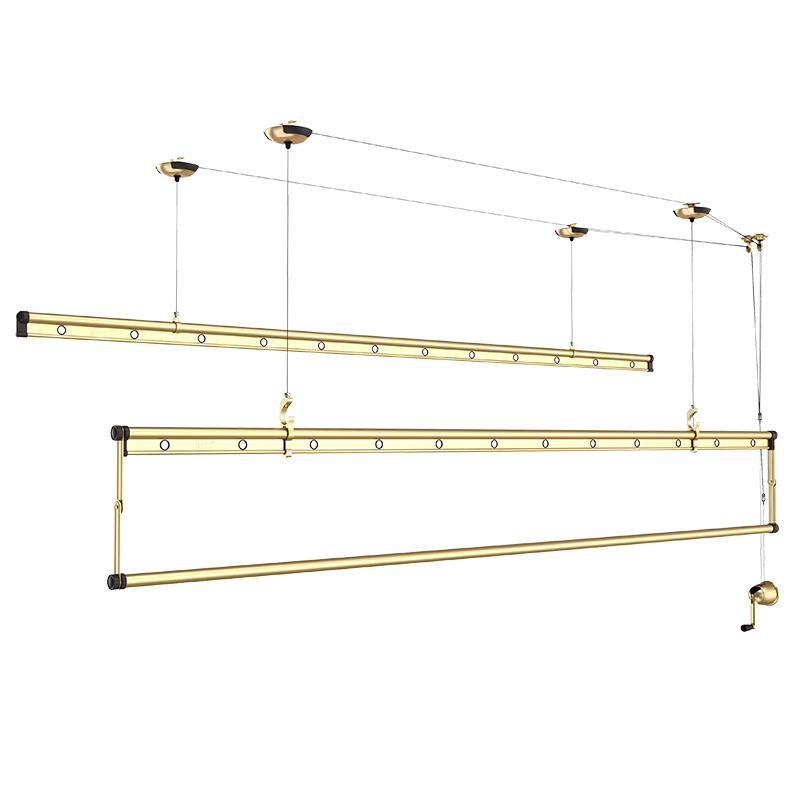 好太太·晒客系列晾衣架三杆升降手摇晾衣架晒衣架室内阳台晾衣架晾衣杆挂衣架【线下专供】 SK-116 2.4米金色三杆+免费安装