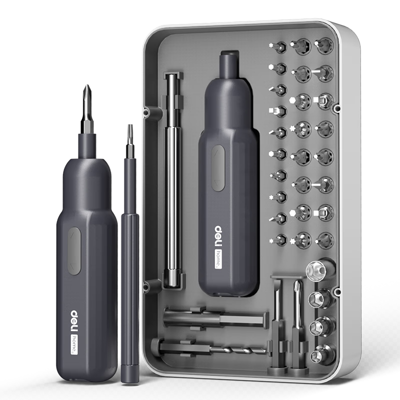 得力电动螺丝刀家用双模式常规精密螺丝刀32附件套装小型电动螺丝批