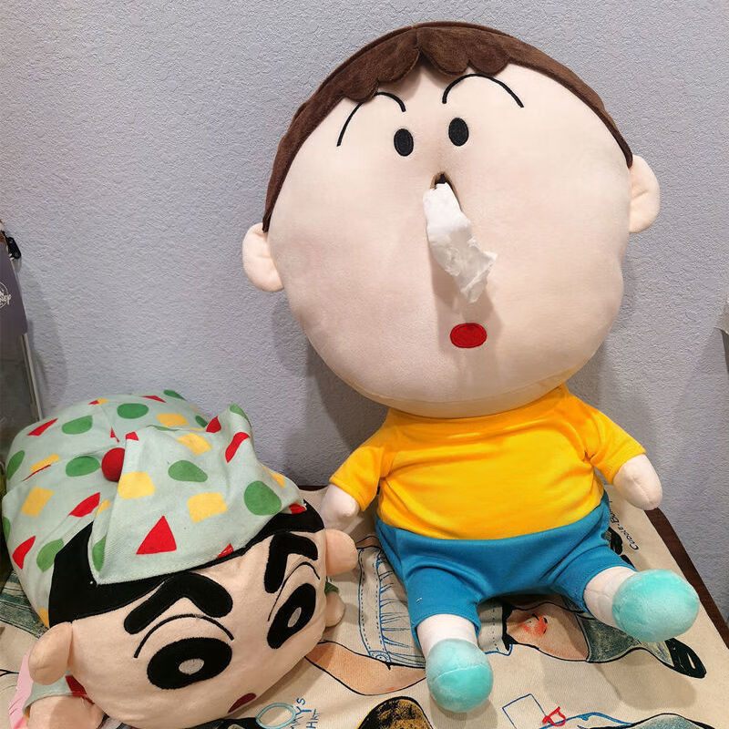 阿呆抽纸盒抖音纸抽阿呆抽纸盒鼻涕玩偶毛绒公仔蜡笔小新纸巾盒娃娃