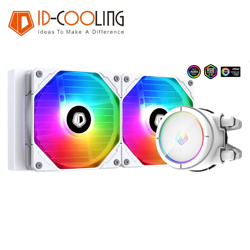ID-COOLING新款臺(tái)式機(jī)PC電腦主機(jī)CPU水冷散熱器ARGB神光同步幻彩靜音風(fēng)扇 白色