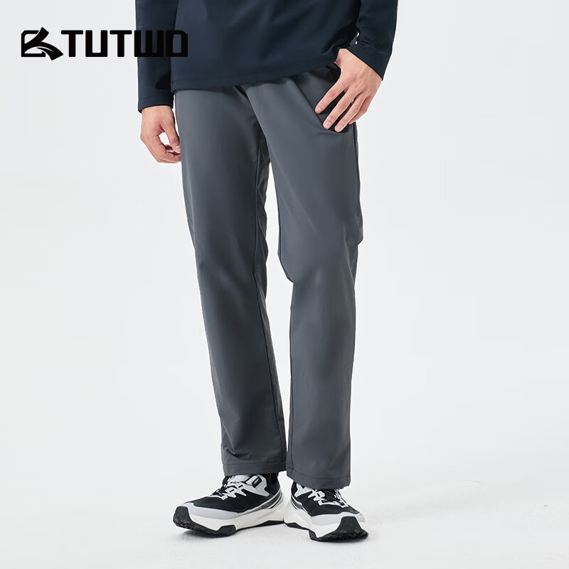 图途户外软壳裤男2025秋冬新款运动长裤加绒保暖防风徒步登山裤 岩石灰 xl