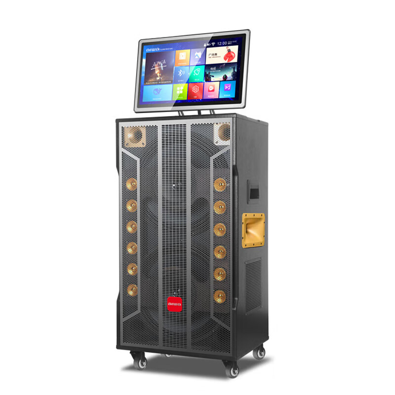 aiwa爱华广场舞音响一体机家庭KTV套装带大触屏K歌点歌机户外便携蓝牙音响大功率重低音炮双无线话筒 【20吋带屏点歌机】24个喇叭+KTV系统+广场舞+90万歌库 官方标配