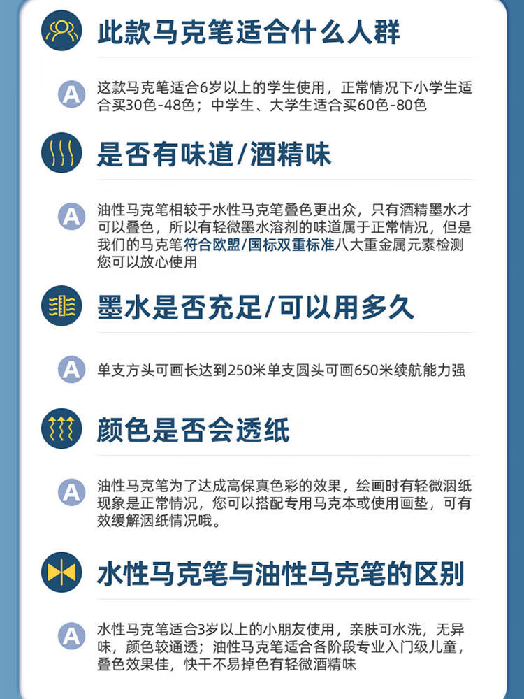 得力马克笔小学生专用美术水彩笔双头油性马克笔画笔儿童48色24色画画笔速干水性涂鸦儿童漫画彩笔60色 马克笔常见问题