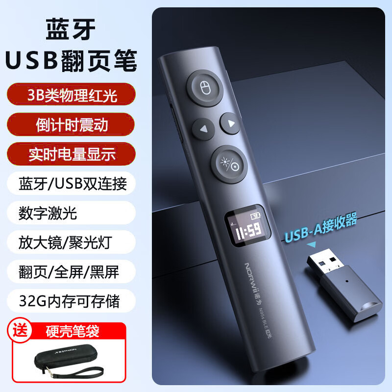 諾為(KNORVAY)諾為N95SBLE晶適用綠光PPT翻頁(yè)筆電子教鞭翻頁(yè)筆 紅光32G