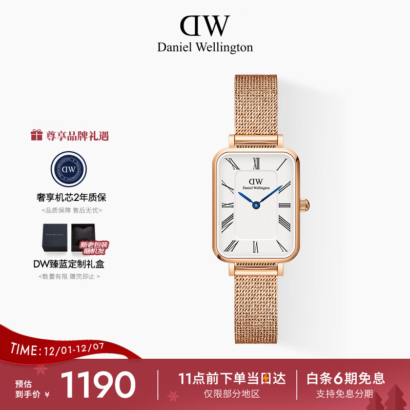 丹尼尔惠灵顿（DanielWellington）DW手表女时尚欧美表小蓝针罗马盘小方表送女友节日礼物DW00100687