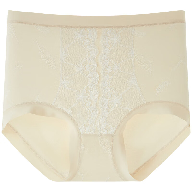 古今（GUJIN）内裤女士纯棉底裆亲肤透气纯欲蕾丝裤衩女无痕裸感高腰收腹不夹臀 豆沙色+湖水蓝+浅杏色 3条 XL 推荐体重120-145斤