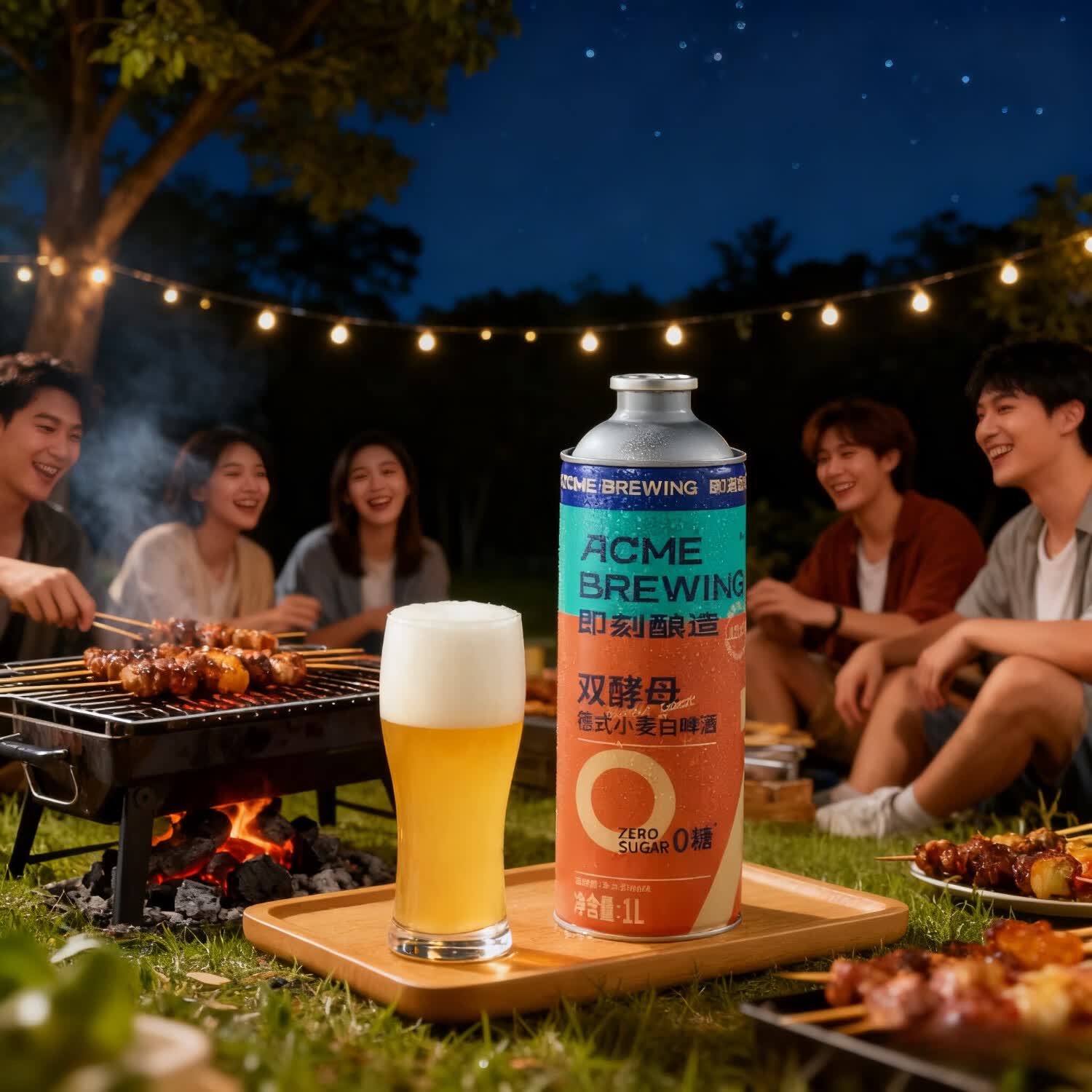 ACME BREWING即刻酿造精酿啤酒 0糖双酵母 1L*6桶装 0糖双酵母白啤 1L 6罐 礼盒装