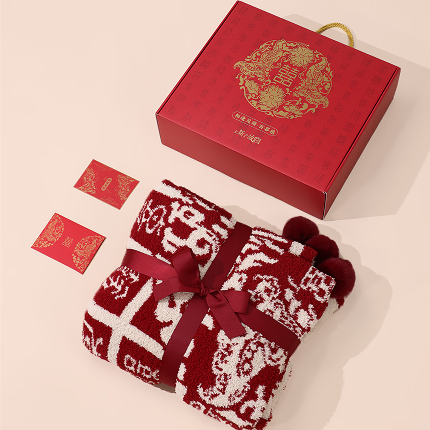 上新了文创 故宫百喜毯沙发盖毯 结婚订婚新人毯送闺蜜新婚礼物 相逢见禧