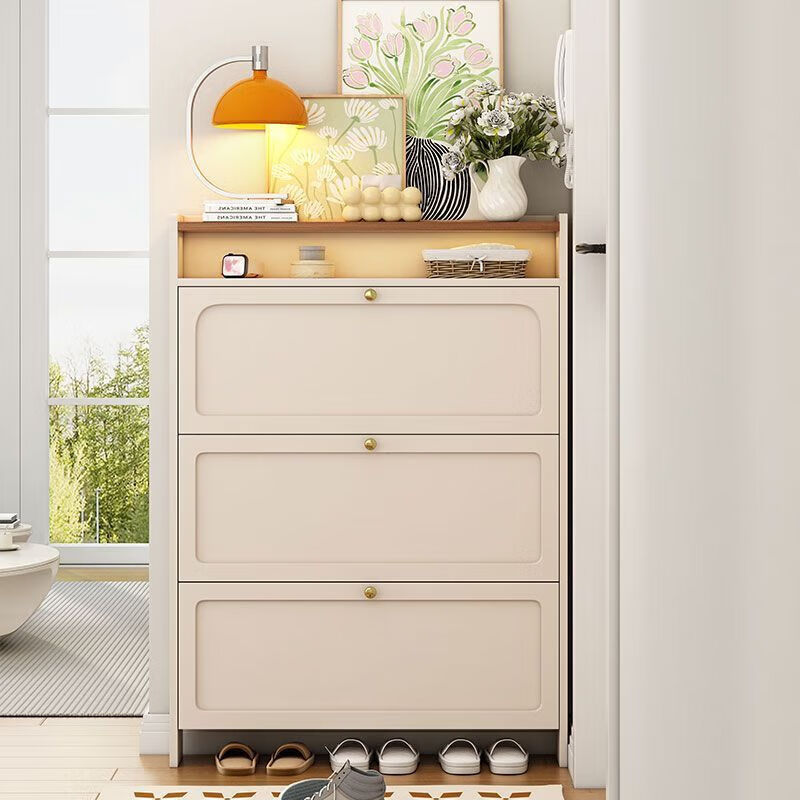 倘然之家鞋柜家用门口玄关翻斗入户2025新款收纳简约一体靠墙鞋架 50长17厚125高