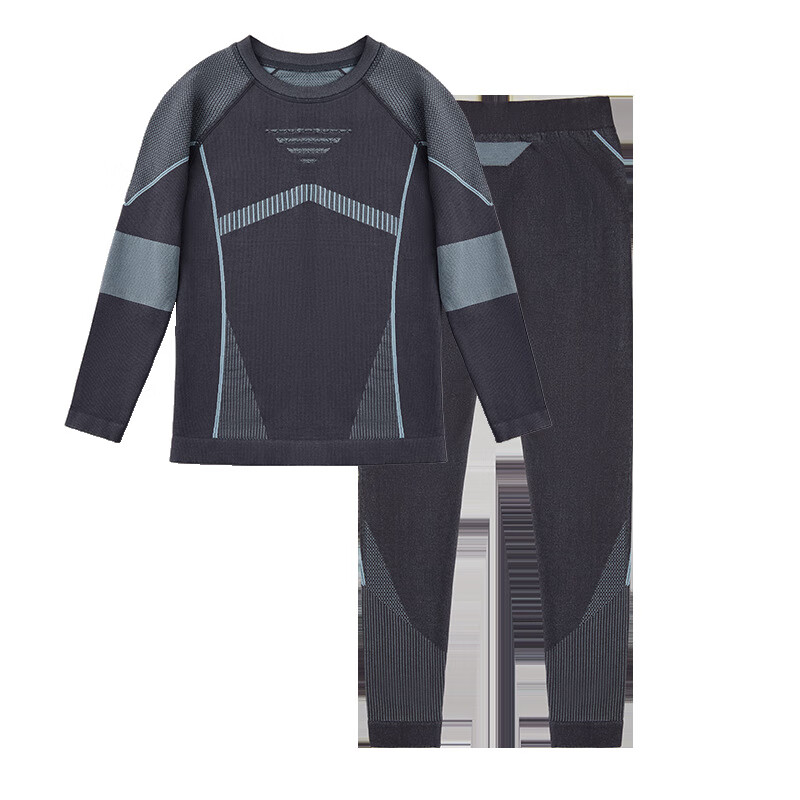 柠檬宝宝（Lemonkid）新款中大童青少年儿童秋衣纯棉透气亲肤舒适睡衣保暖速干滑雪内衣 钛空黑 110