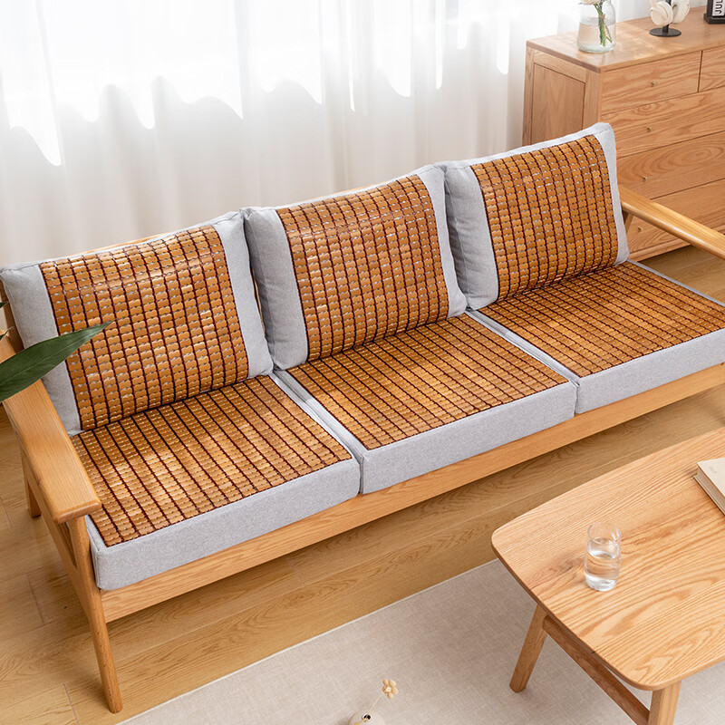 柒阅芒夏季清凉麻将席沙发垫实木红木沙发加厚海绵座垫竹凉席冰座垫