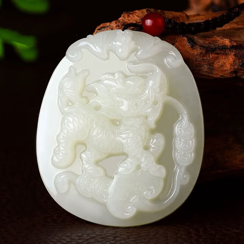 歌盼 和田玉白玉麒麟吊坠 麒麟祥瑞挂件 白玉麒麟玉牌配项链带证