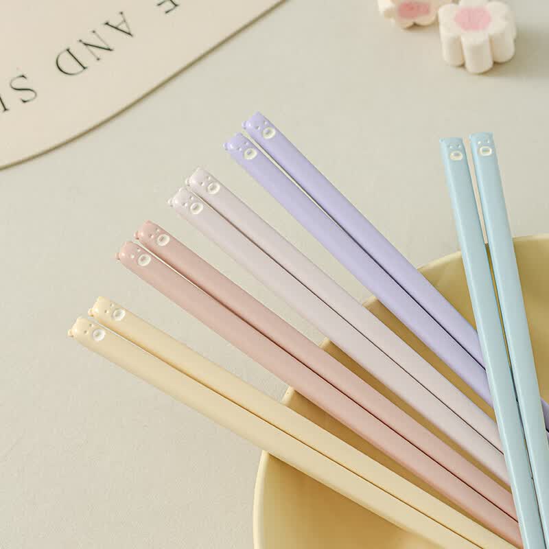 森物社2026新款招财合金筷子一人一双专用高颜值分食防滑家用实木筷子 熊宝5色合金分食筷 5双