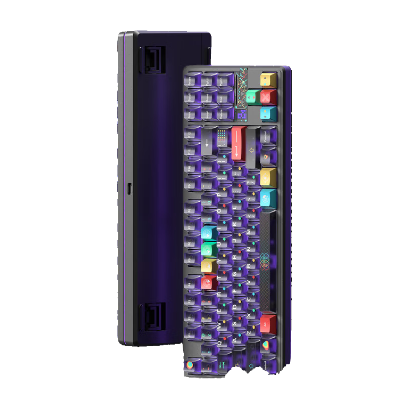 狼蛛（AULA）F87ProV2客制化無(wú)線機(jī)械鍵盤電競(jìng)游戲?qū)Ｓ? 藍(lán)牙/2.4G/有線三模連接全鍵熱插拔gasket結(jié)構(gòu)辦公鍵盤 F87ProV2大宗師版【海穹軸】黑霧透+熱升華