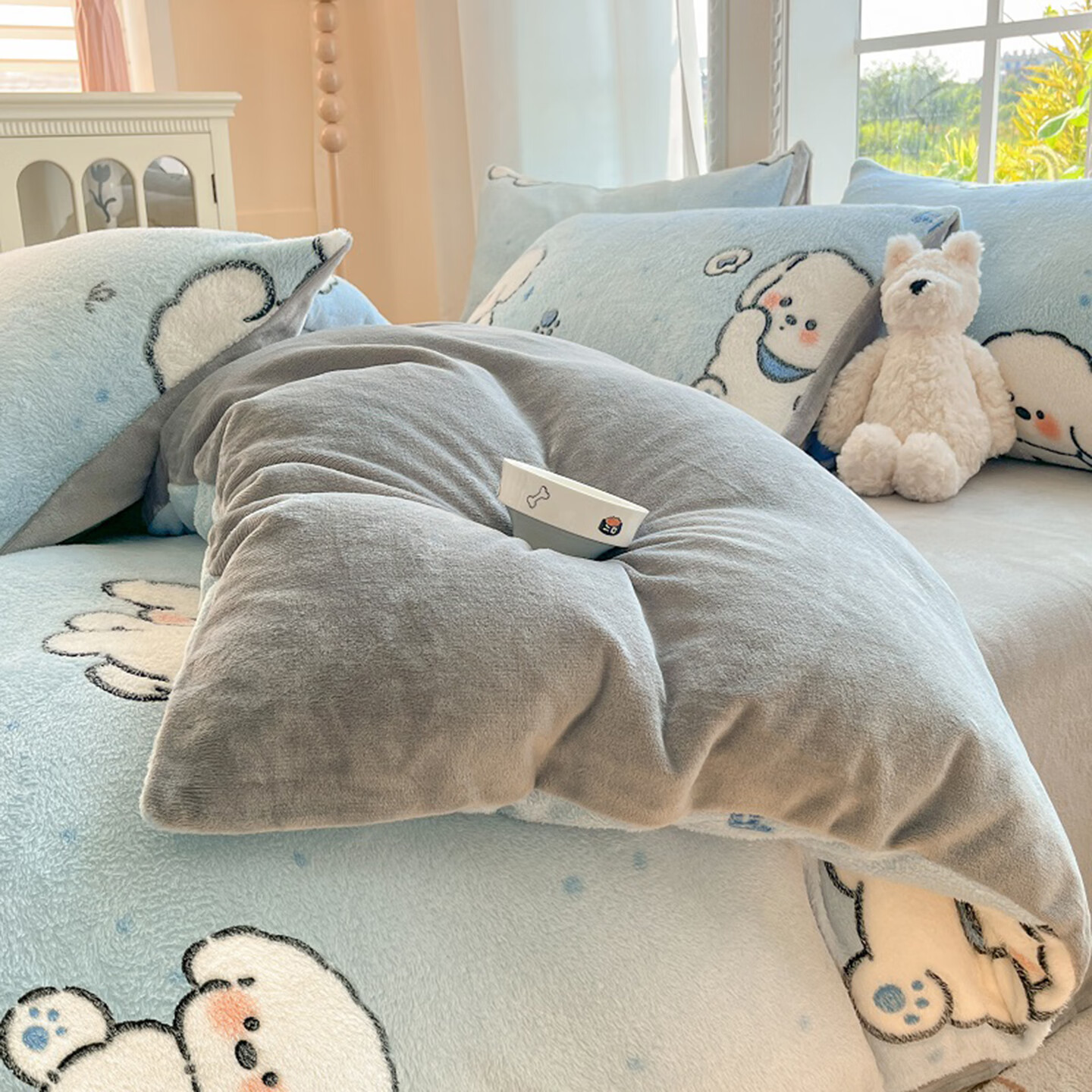 麦琪娜 雪花绒单被套双人被套单品被套水晶绒金貂绒单被套 绒毛细密柔软舒适 20支 机灵狗 200cm*150cm