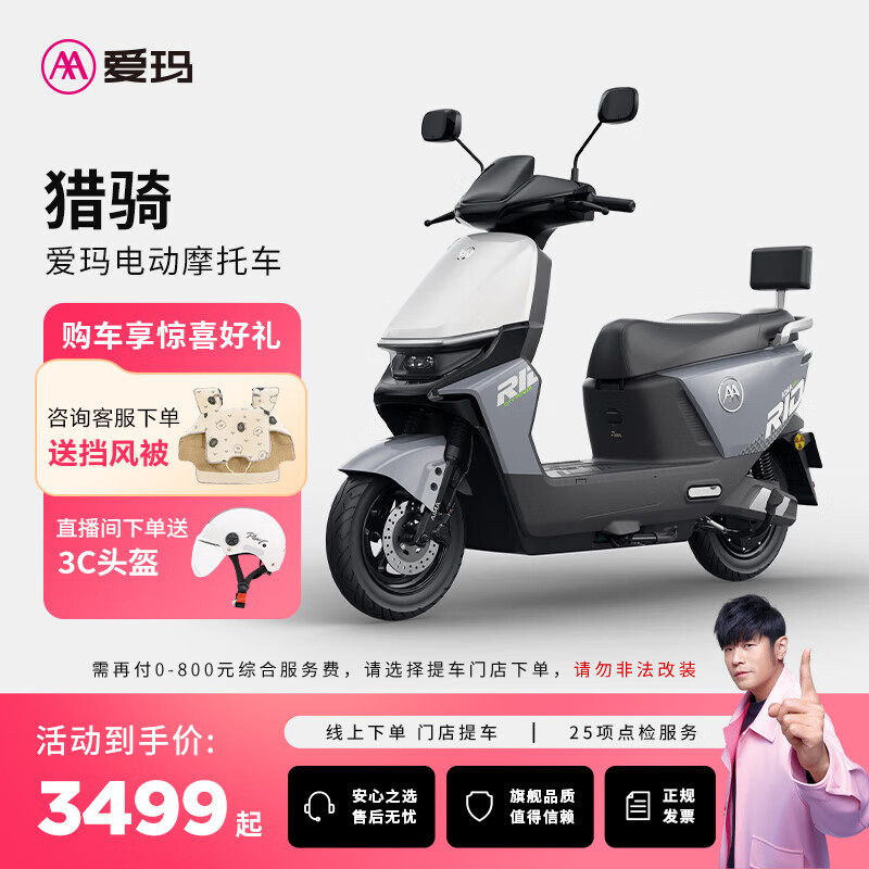 爱玛（AIMA）【门店自提】猎骑大功率长续航高速成人智能电动摩托车踏板车外卖车 到店选色提车