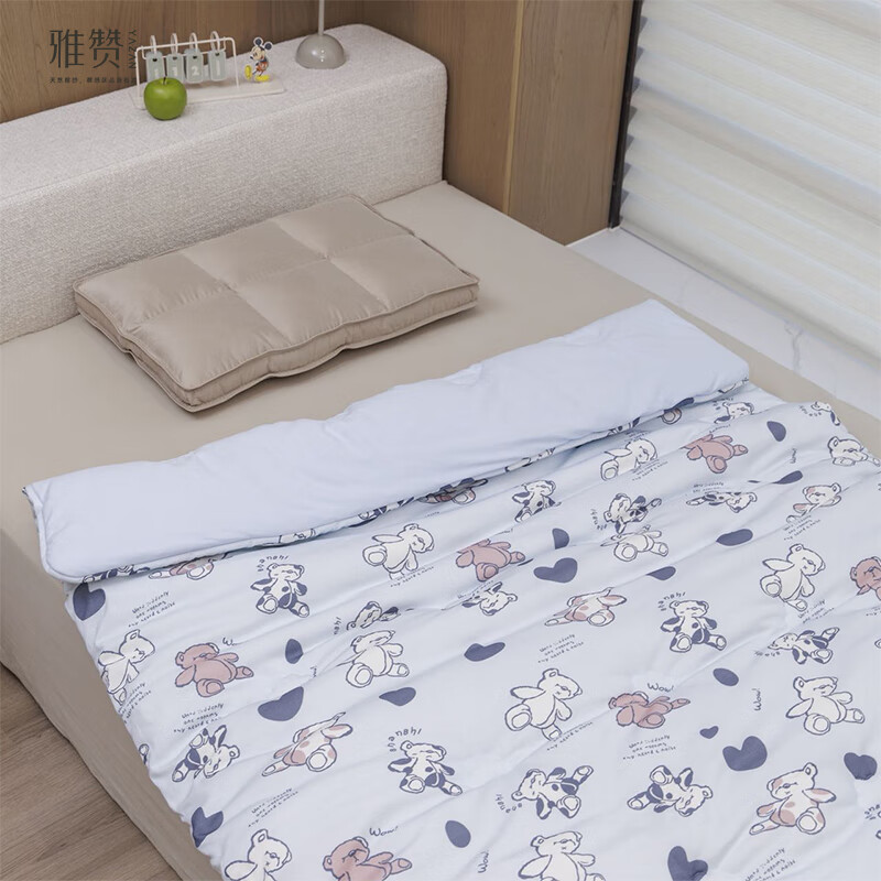 雅赞（YAZAN）儿童被子秋冬透气保暖豆豆绒盖毯夹棉被新生儿软糯包裹婴幼儿被子 布偶熊-四季被【适用温度15℃-25℃】 115cm*150cm（儿童被）