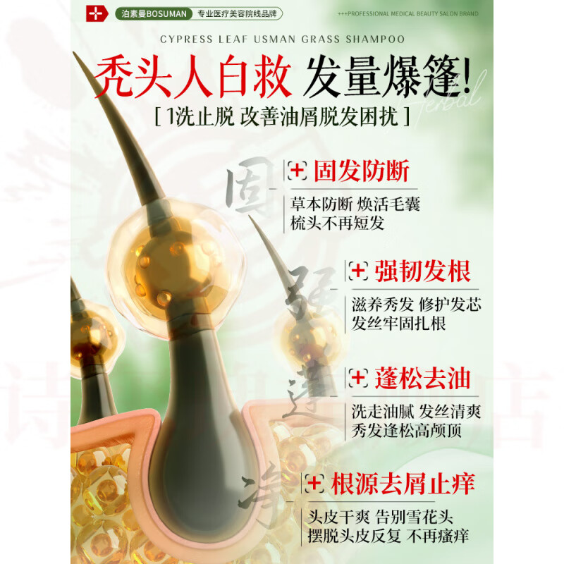 MRYU王和后洗发水侧柏叶新疆乌斯曼草防脱育发控油蓬松去屑止痒柔顺水 5瓶装 官方自售