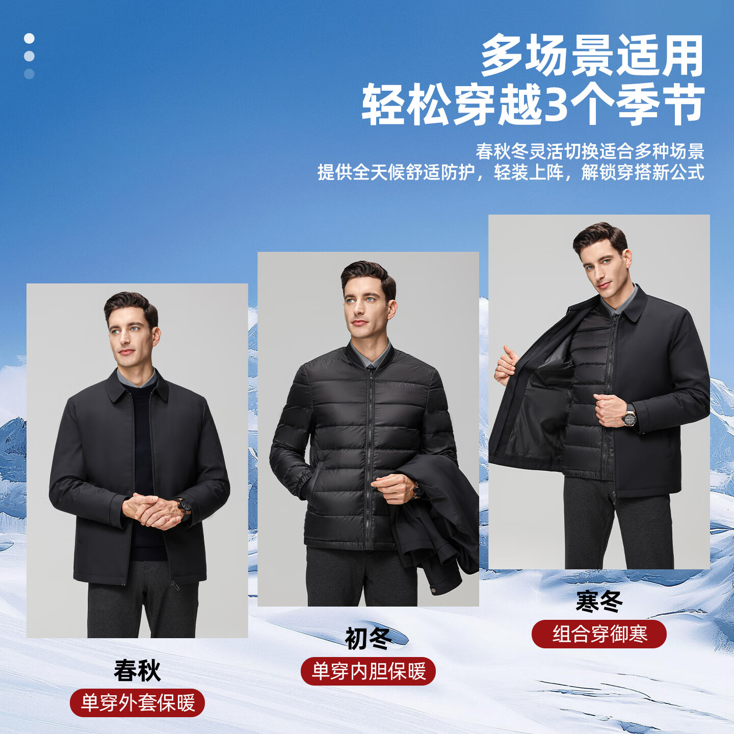 罗蒙(ROMON)夹克翻领羽绒服男冬季新款商务行政干部装外套中老年爸爸装羽绒服 藏青色【可拆卸内胆鹅绒款】 L (175) 【建议120-135斤】