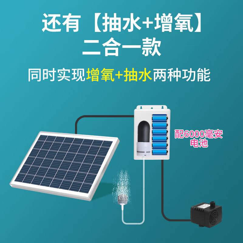 FISH MUSI太阳能水泵陶瓷鱼缸过滤器圆缸古法养鱼瓦缸陶罐假山流水循环增氧 二合一款+电池+80cm竹排+2个大