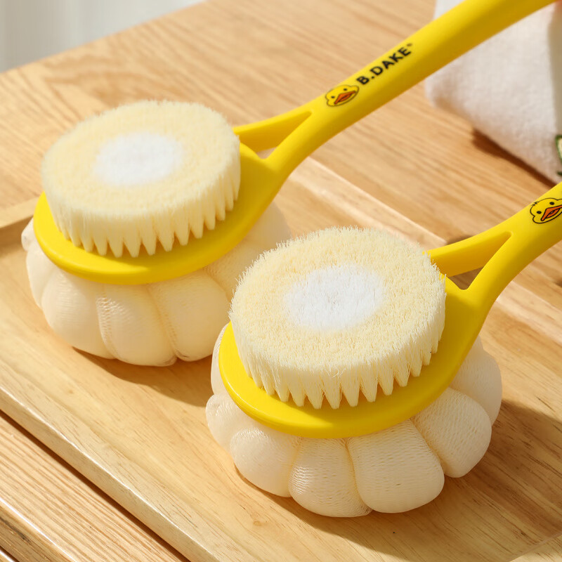 兮儿搓澡洗澡刷子后背带浴花球刷长柄搓泥软毛沐浴刷搓背搓澡巾家用 加长防滑手柄【双面浴刷1个装】