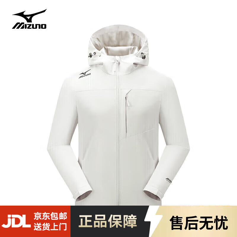 美津浓户外夹克男长袖外套加棉连帽百搭舒适防风保暖上衣 白色 M