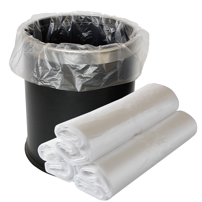 家馨洁抽绳垃圾袋家用加厚手提式厨房中号塑料袋 45*50cm100只（平口袋*双面2丝）