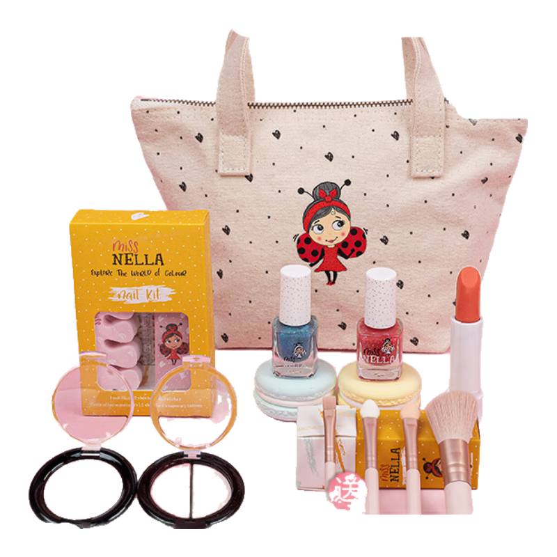 MISS NELLA儿童指甲油化妆品套装礼盒 小女孩圣诞节日生日礼物 演出舞台彩妆 【店铺爆款】儿童彩妆出行套装
