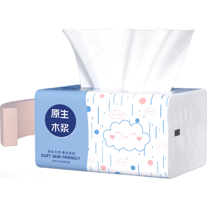 【真实惠】整箱13440张32大包原木抽纸餐巾纸面巾纸卫生纸实惠装 蓝色云朵 5层 420张*1包