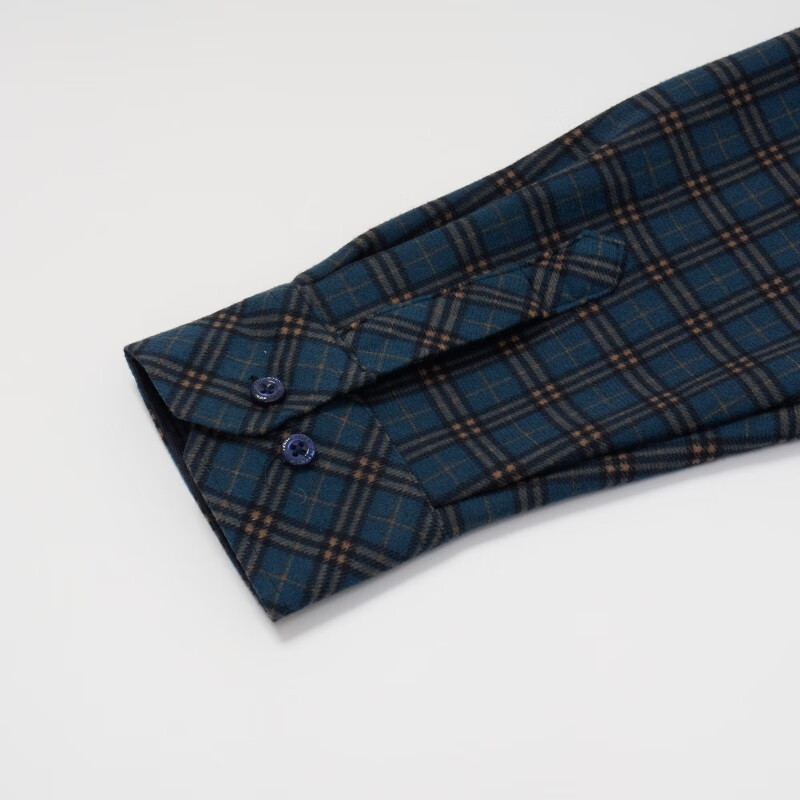 保罗·彼得（PAULO PEDRO）专柜同款 男士简约百搭日常舒适加绒格子衬衫MMCD58700 兰色 3XL (190) 180-200斤