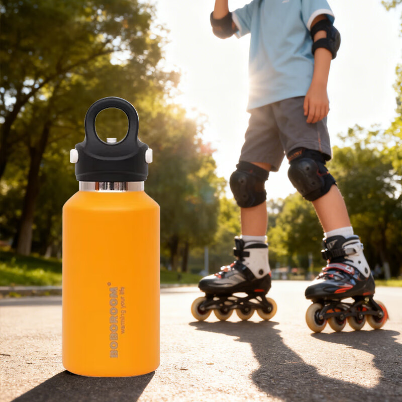 BOBOROOM保温杯316L不锈钢内胆儿童女生小容量高颜值运动水杯咖啡杯礼物 中国红380ml【316L内胆-单手速开-36H长效保温】