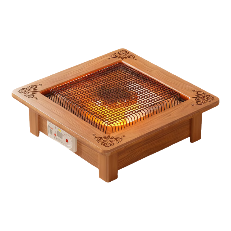 湘威實木烤火爐取暖器家用桌下電烤火盆電爐子烤火器電暖器暖腳電烤爐新款烤火箱小太陽電暖氣暖腳神器 【60*60cm】升級款人離斷電*即開即熱