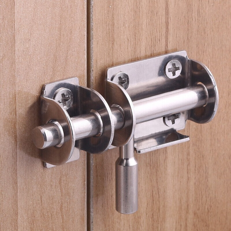 庆工304不锈钢免打孔防盗门插销木门房门门栓卫生间门扣搭扣老式 小板