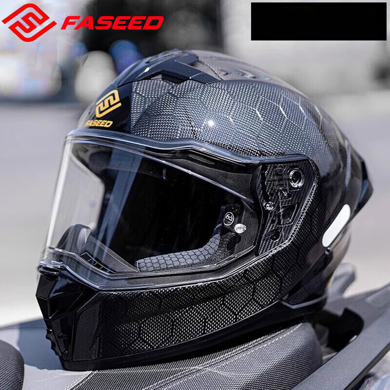 FASEED碳纖維摩托車頭盔862男女機(jī)車賽車四季大碼全盔防霧3c認(rèn)證冬季 龍紋碳纖，送【防霧貼+黑茶鏡片+頭套】 XXL(61-62)