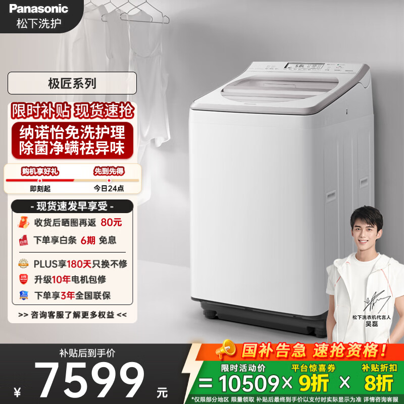 松下（Panasonic）【吴磊推荐】波轮洗衣机全自动11公斤大容量带烘干洗烘一体 纳诺怡除菌除螨家电国家补贴20% F