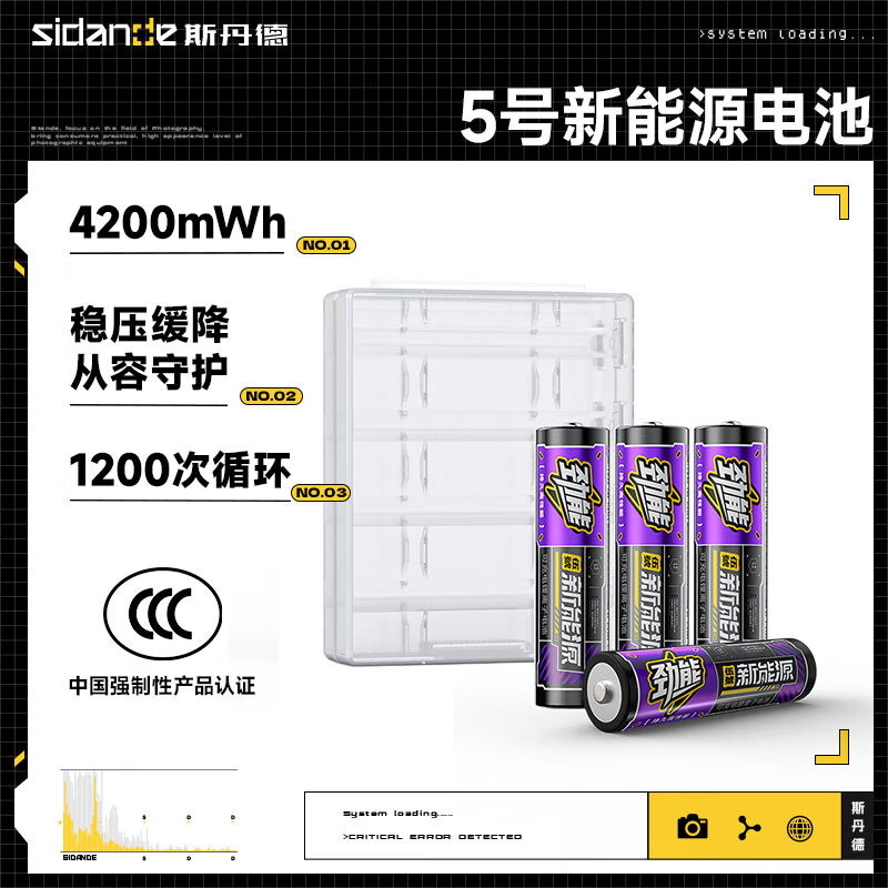 斯丹德（sidande）【新品】5号充电锂电池4粒4200mWh1.5V快充适用智能门锁/游戏手柄/摇控器/血压计/玩具/话筒等