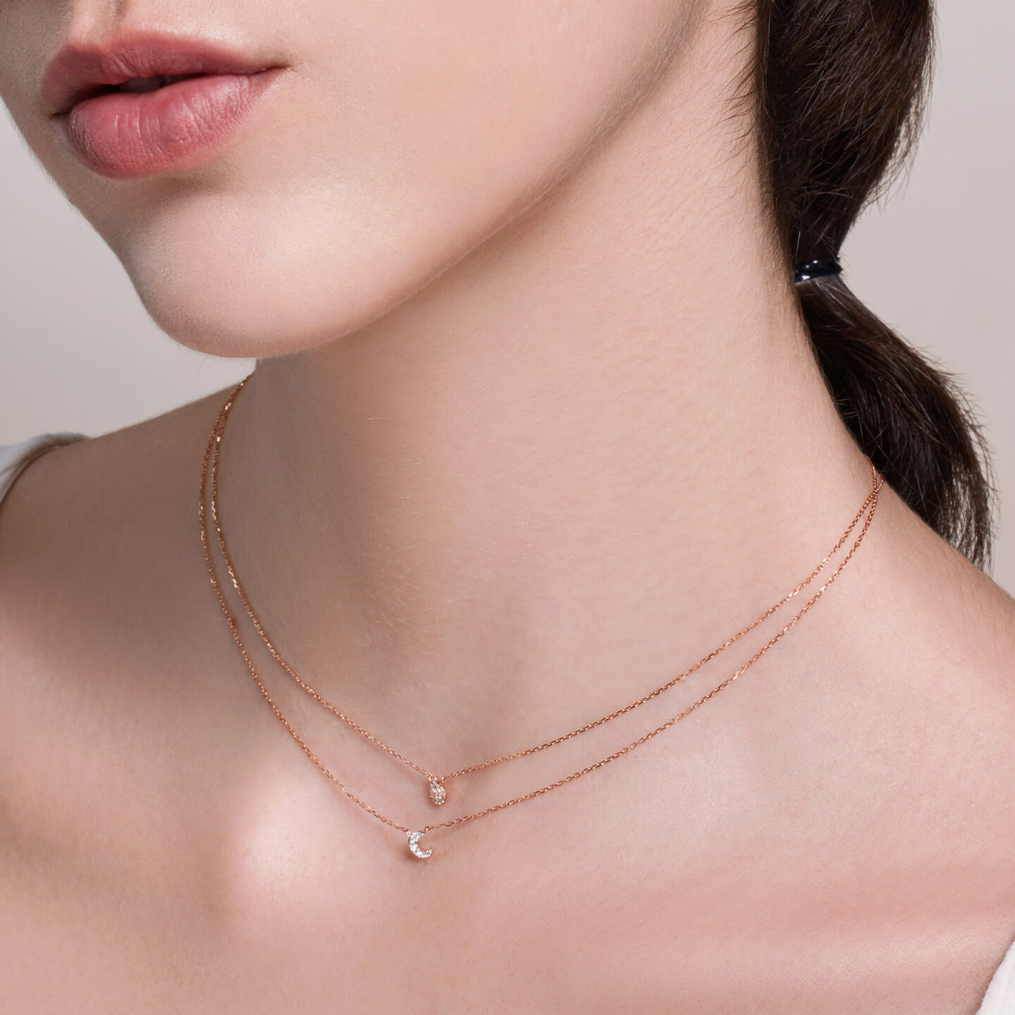 DJULA【店铺臻选】茱蕊魔法18K金镶钻高级感轻奢爆闪项链送女生礼物 18K金白金（水滴）