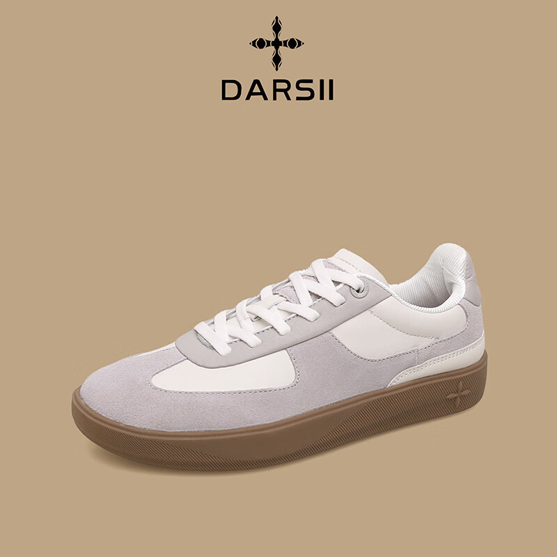 DARSII德训鞋女鞋2026春季新款运动休闲鞋学生百搭情侣小白鞋平底板鞋男 摩卡灰 41