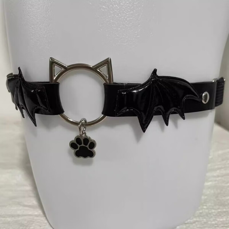 腿环Lolita哥特恶魔翅膀猫爪吊坠皮革腿带芒星亚文化jk 猫耳翅膀芒星腿环【带坠.】