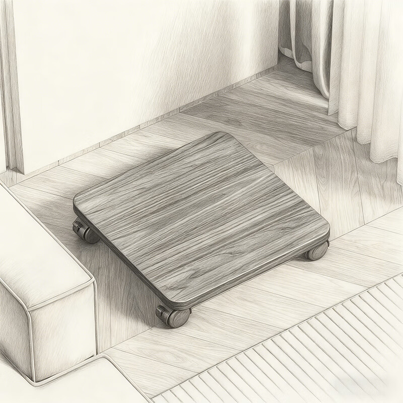 尔思家可移动托盘家用带轮多功能滑轮底托底座置物架收纳架多功能架子 胡桃色30*30【进口实木】