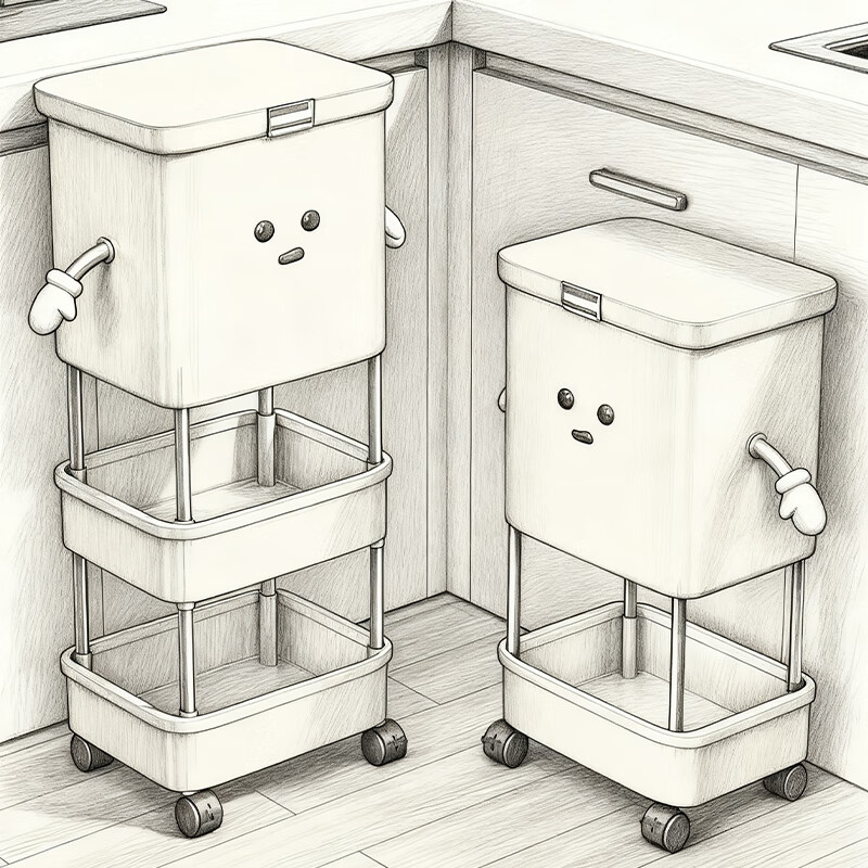 尔思家调料置物架落地多层零食收纳柜落地多功能橱柜夹缝可移动收纳神器 升级款储粮一层奶油白【带可锁止万向轮 下方可置物】