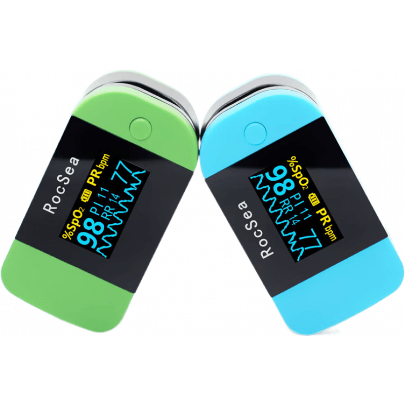 RocSea指夾式監(jiān)測(cè)儀醫(yī)用脈搏血氧飽和度監(jiān)測(cè)儀呼吸心率血氧儀手指脈氧夾 天藍(lán)色