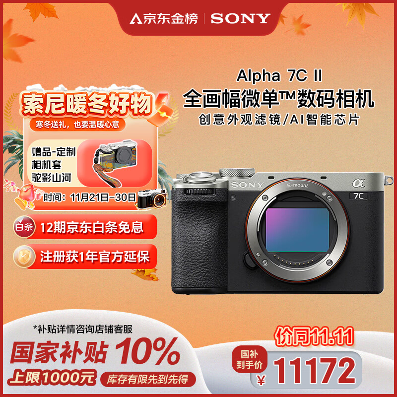 索尼（SONY）Alpha 7C II全画幅微单相机 创意外观滤镜 银色 单机身（a7c2/A7C II/A7CM2）