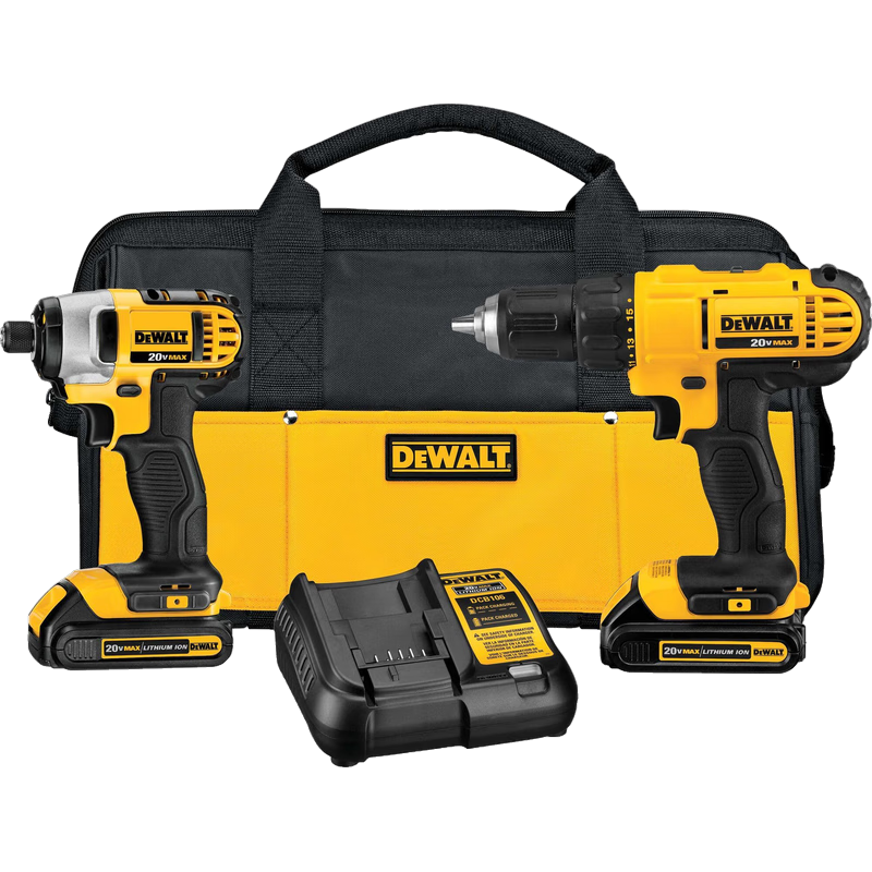 得偉(DEWALT) 德偉 20V MAX無(wú)線充電式電鉆沖擊起子工具套裝 含雙電池充電器