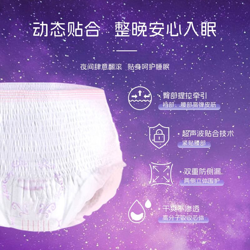 臻爱朵朵【医护级经期安睡裤】安心裤生理期专用裤型卫生巾超薄防漏拉拉裤 L 30条 120-160斤 【贴心呵护-更舒适】