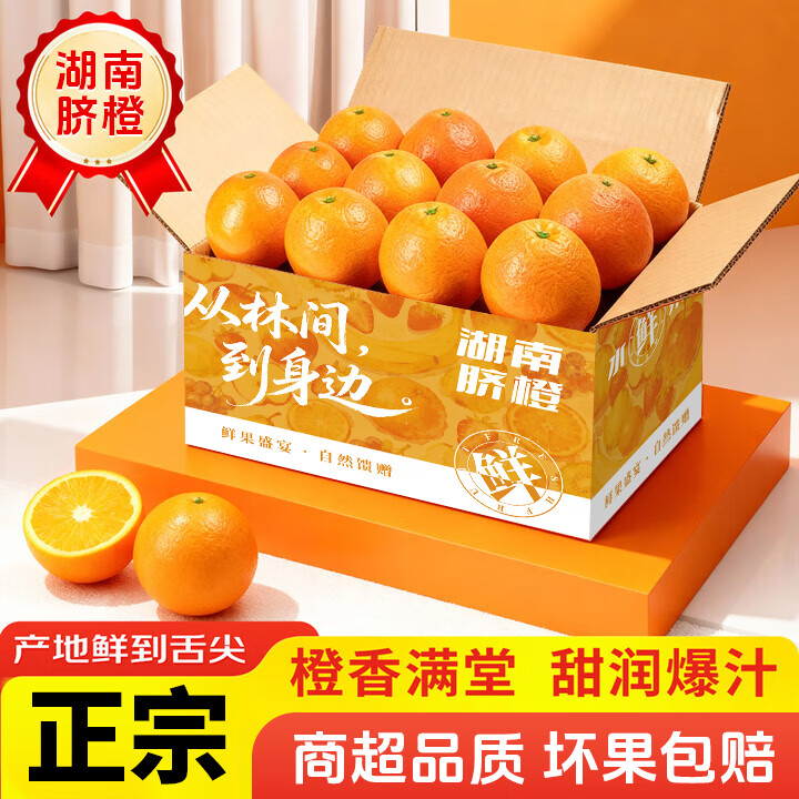 天乐优选湖南纽荷尔脐橙橙子新鲜现摘水果脐橙时令生鲜水果甜橙 净重9斤单果60mm起