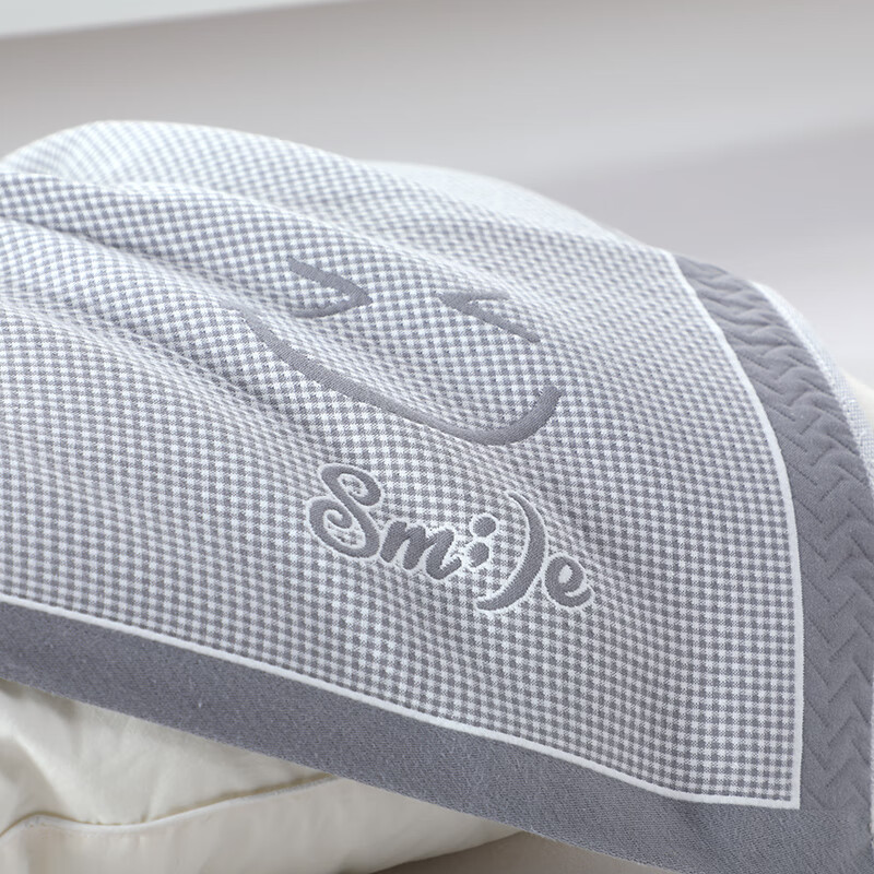 蜜乐暖A类100%纯棉枕巾7A抗菌防螨枕头巾男士防油防汗全棉防脱落枕头套 乐-灰 【新疆长绒棉 双绑带防脱落】 【加厚加大】53x80cm【单只装】