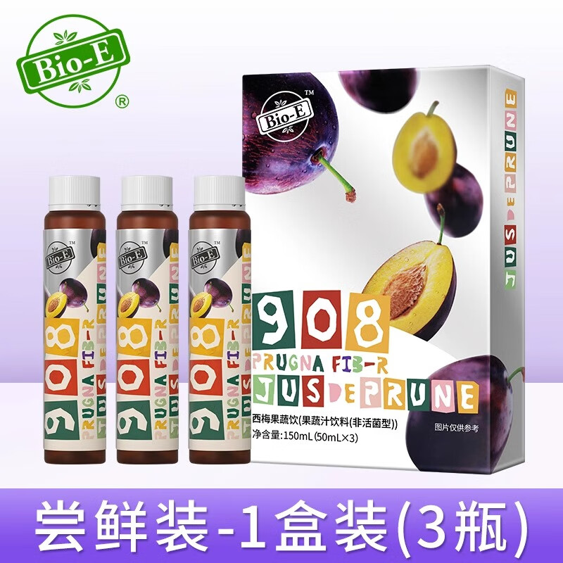 Bio-E 908西梅汁膳食纖維植物左旋肉堿濃縮果蔬酵素飲料果蔬通便 bioe908西梅汁*1盒