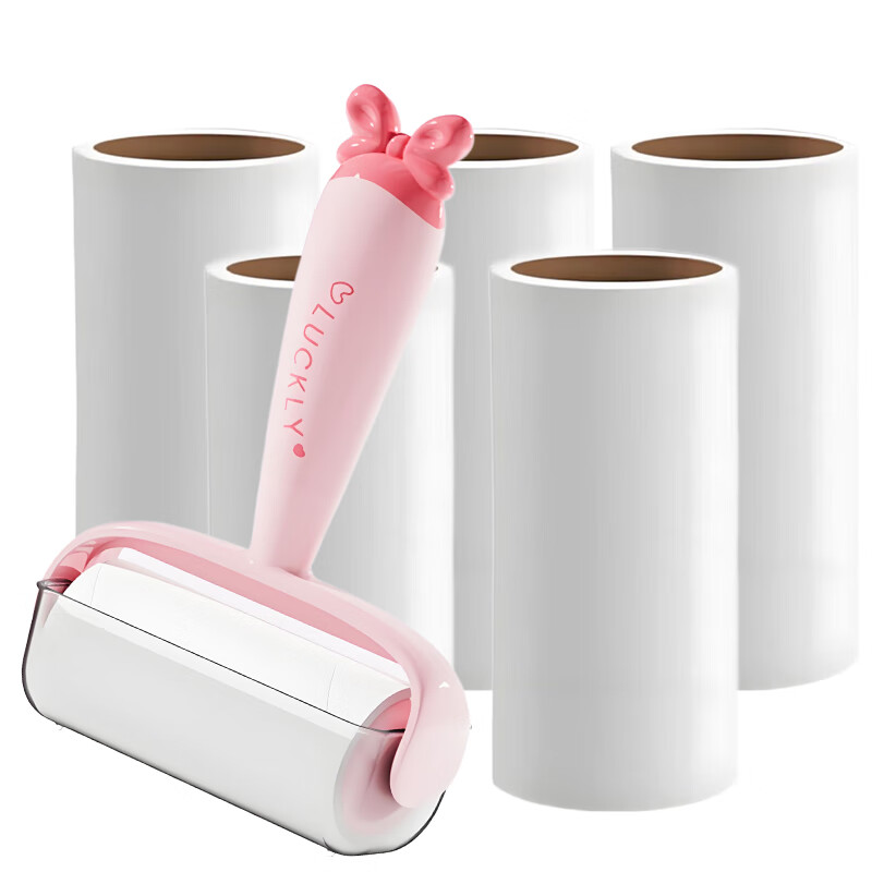 ZJHY粘毛器衣服粘毛滚筒沾毛滚轮粘尘粘纸毛球清理器去猫毛滚刷毛衣毛 10cm 60撕 10卷 共600撕+1个手柄