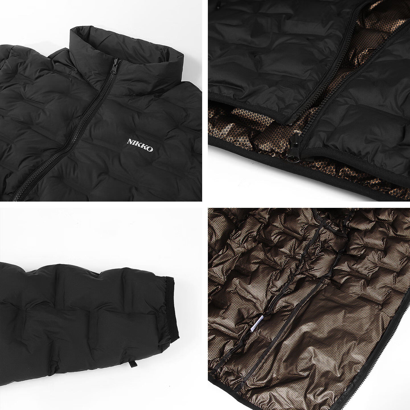 日高(NIKKO)户外运动棉衣外套男 防泼水棉服秋冬季防风立领棉袄 黑色 L